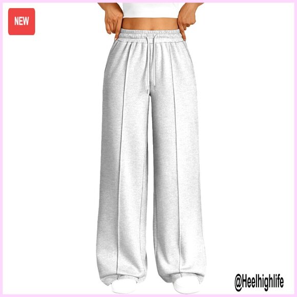 Pants - Wide Leg Sweatpants High Rise Barrel Lounge Track Pants Comfy Joggers